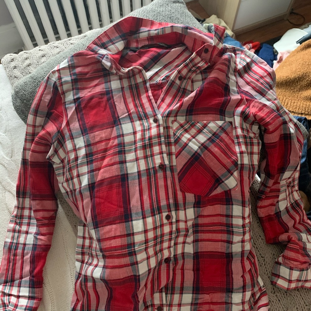 Zara red plaid button down